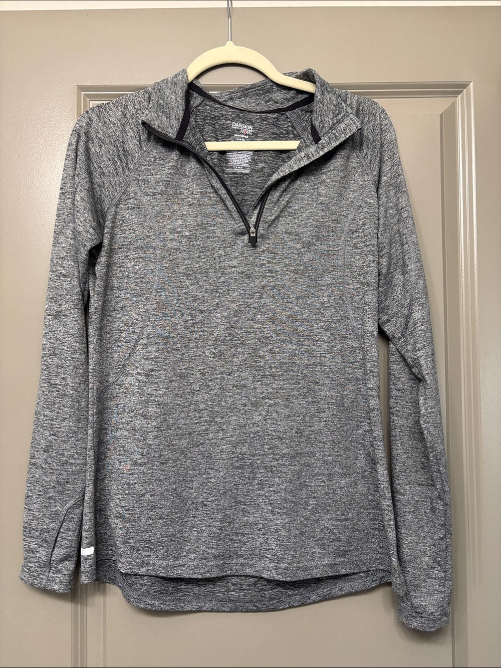 Danskin Now Heather Gray Quarter-Zip Cowl Pullover